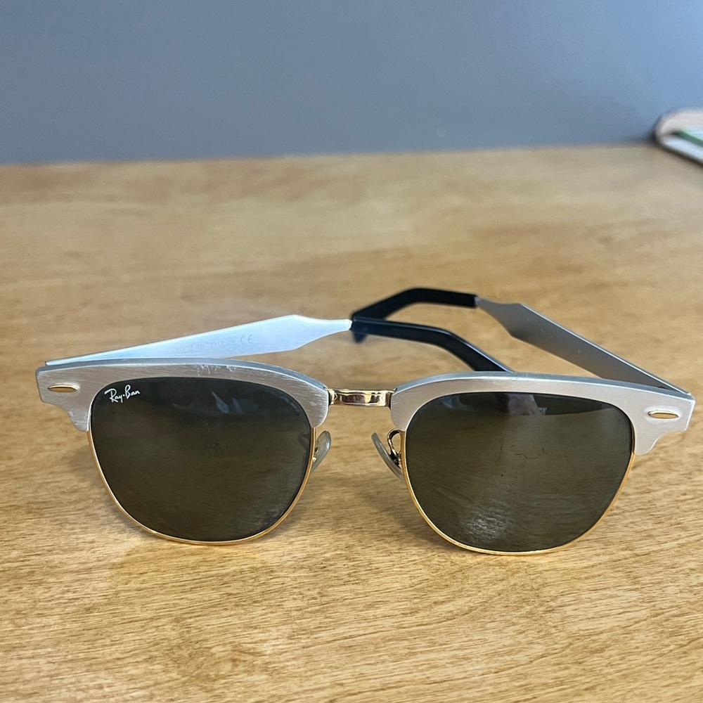 Clubmaster aluminum ray ban sunglasses in silver